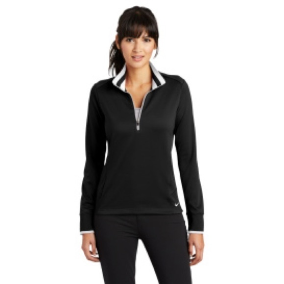 Nike Tops - Nike Ladies Dri-FIT 1/2-Zip Cover-Up - Black/White Golf Size Large